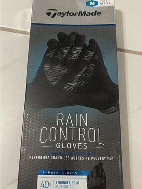 TaylorMade Black Rain Control Golf Gloves - Medium